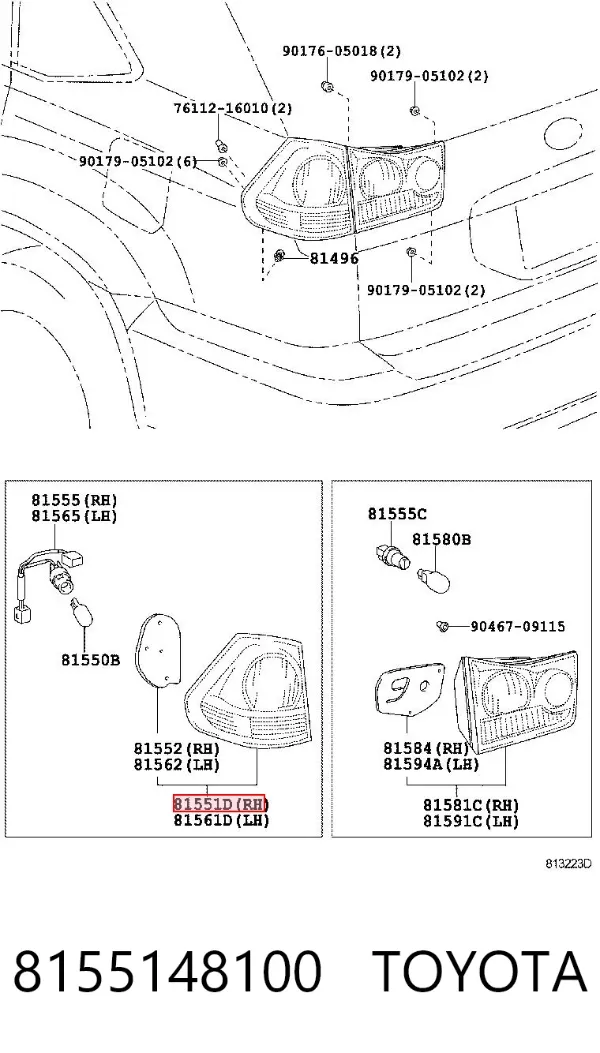 Задня права фара 8155148100 Toyota