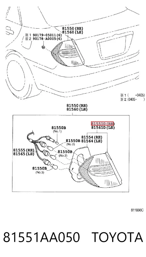 Задня права фара 81551AA050 Toyota
