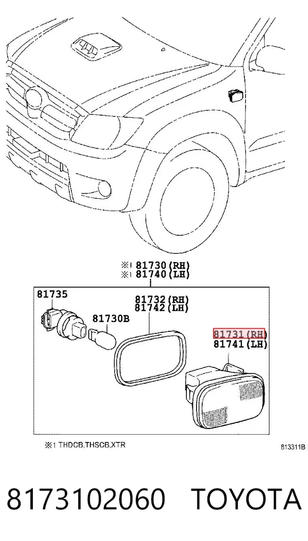 Повторювач повороту на крилі 8173102060 Toyota