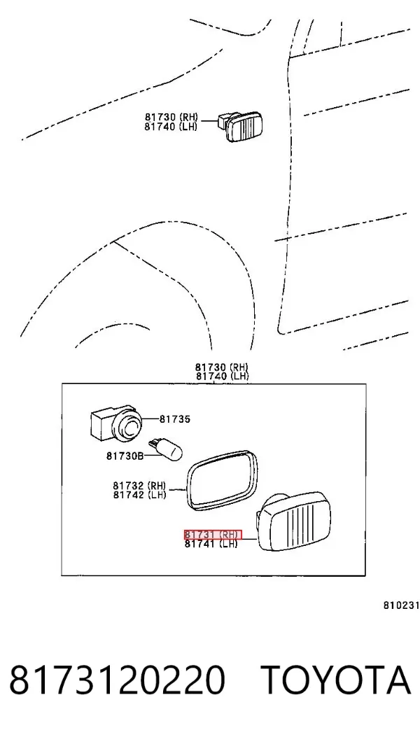 Повторювач повороту на крилі 8173120220 Toyota
