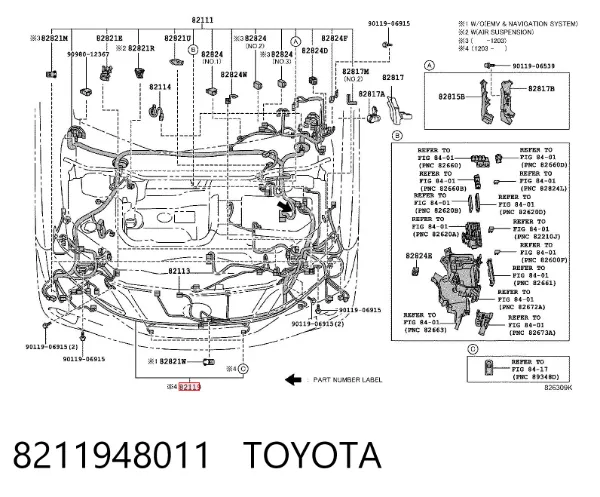 Кабель/дріт парктроника бампера, переднього 8211948011 Toyota