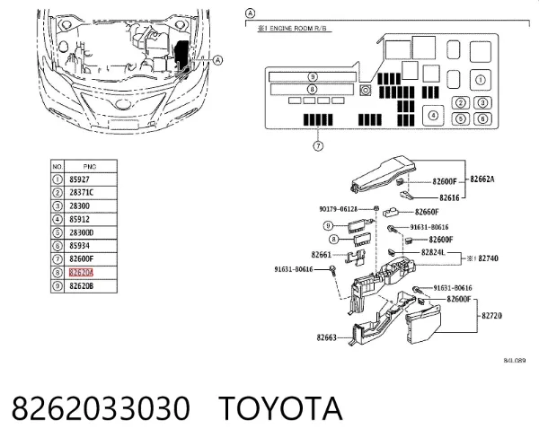 Блок запобіжників 8262033030 Toyota