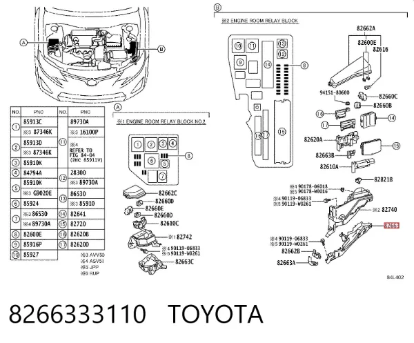 Корпус блока запобіжників 8266333110 Toyota