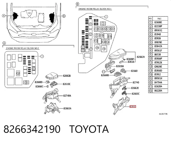 Корпус блока запобіжників 8266342190 Toyota
