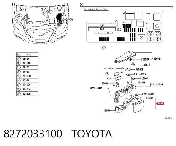 Блок запобіжників 8272033100 Toyota