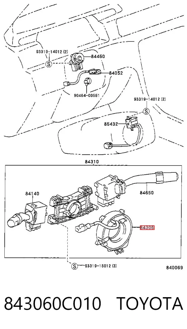 Шлейф керма 843060C010 Toyota