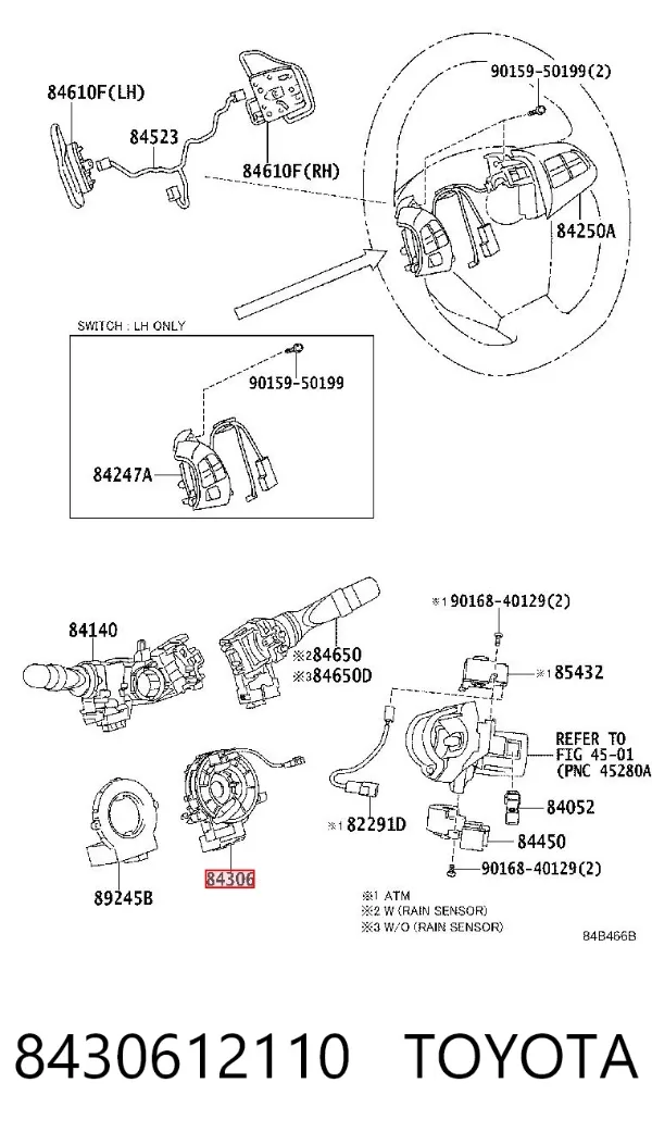 Шлейф керма 8430612110 Toyota