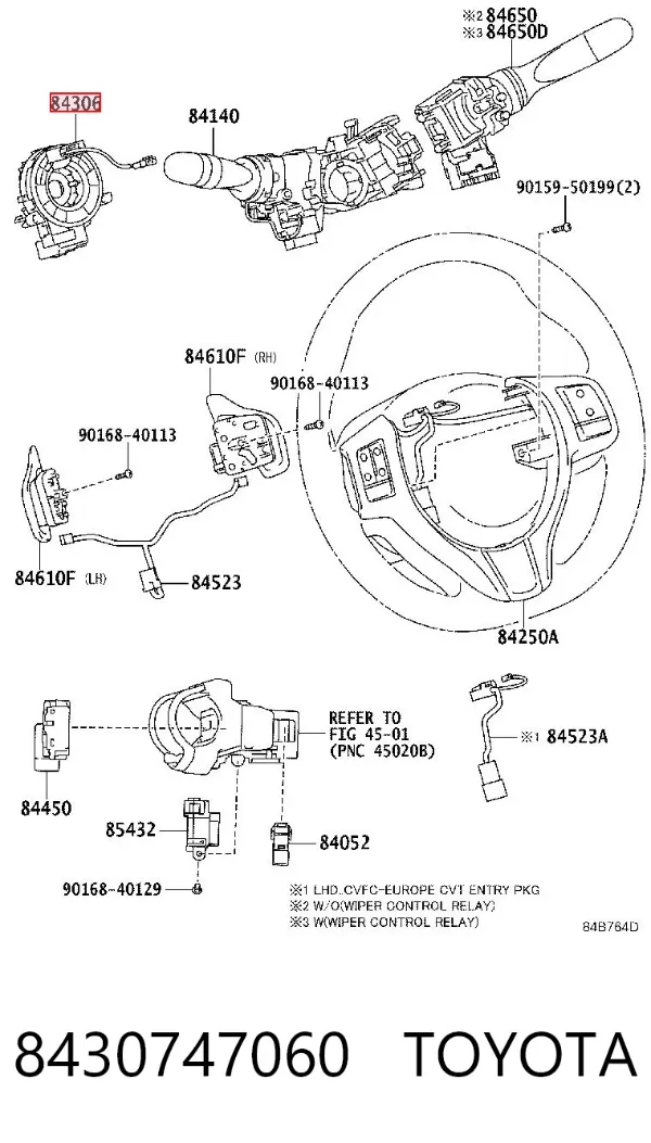 Шлейф керма 8430747060 Toyota