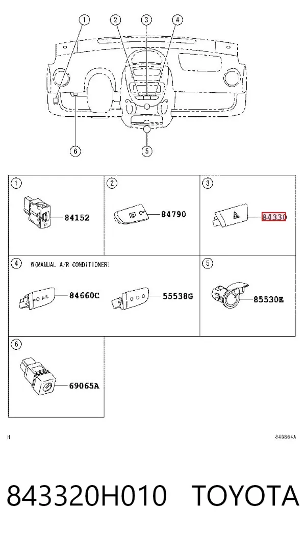Кнопка аварійки 843320H010 Toyota