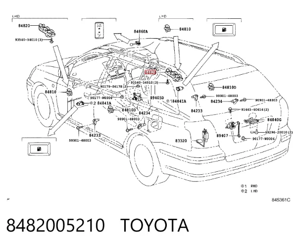 Кнопковий блок керування склопідіймачами передній лівий 8482005210 Toyota