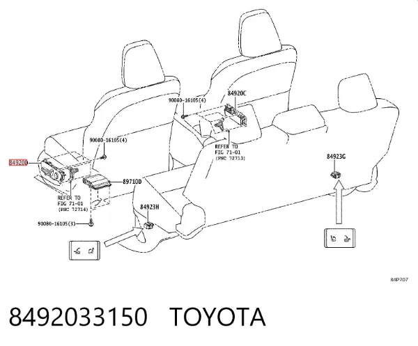 Блок кнопок механізму регулювання сидінь, лівий 8492033150 Toyota
