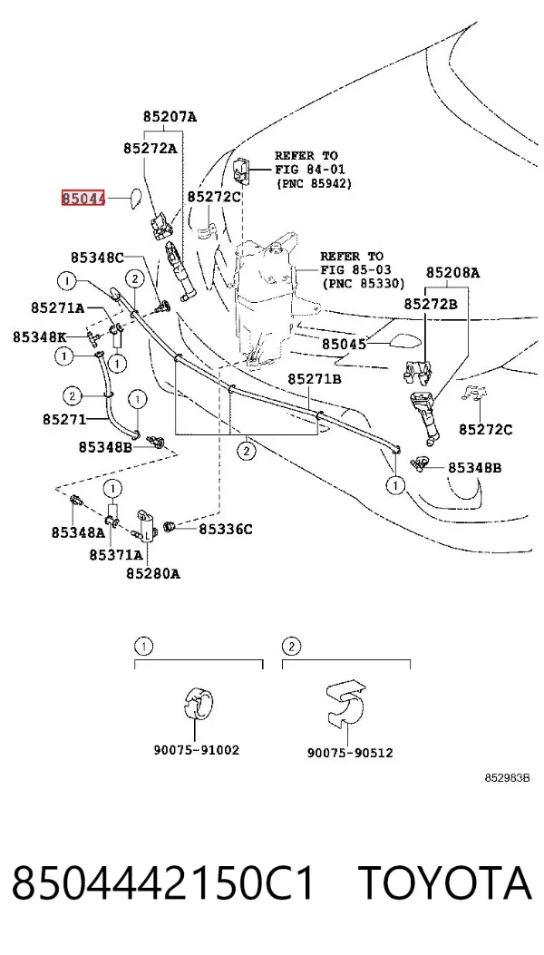Накладка форсунки омивача фари передньої 8504442150C1 Toyota