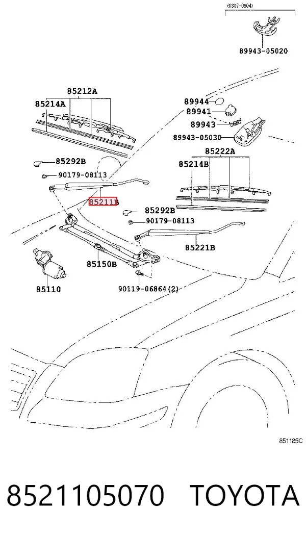 Важіль склоочисника 8521105070 Toyota