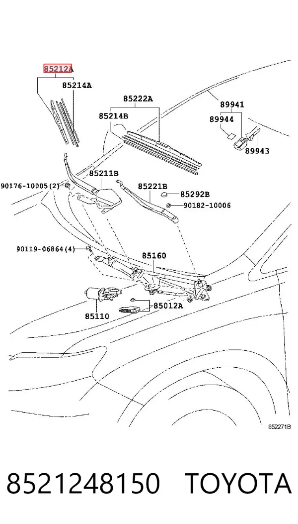 Щітка-двірник лобового скла, водійська 8521248150 Toyota