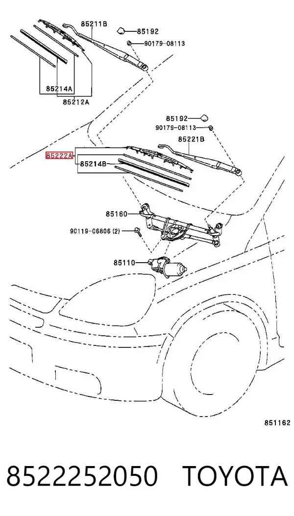 Щітка-двірник лобового скла, пасажирська 8522252050 Toyota