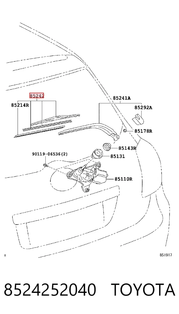 Задня щітка 8524252040 Toyota
