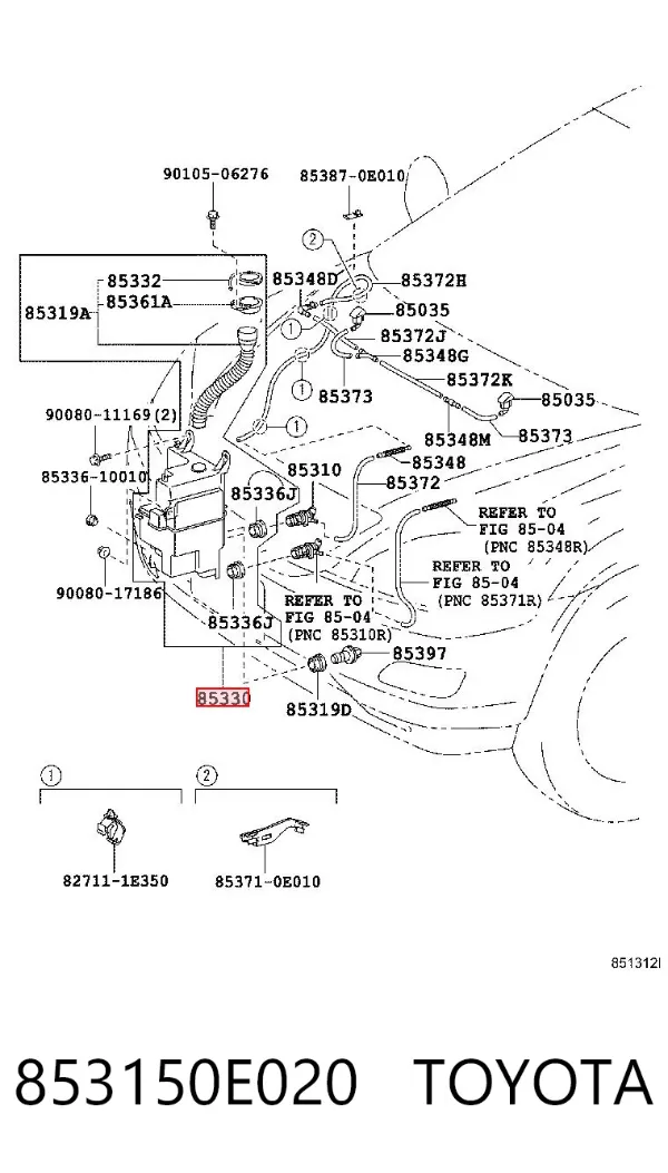 Бачок омивача 853150E020 Toyota