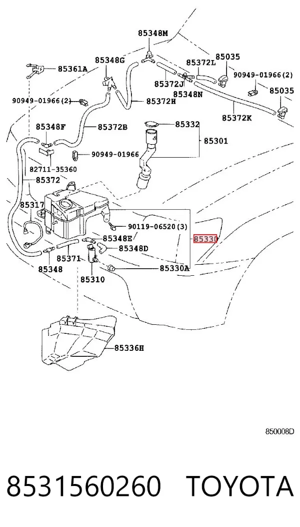 Бачок омивача 8531560260 Toyota