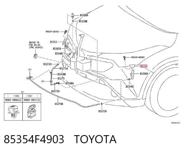 Накладка форсунки омивача фари передньої 85354F4903 Toyota
