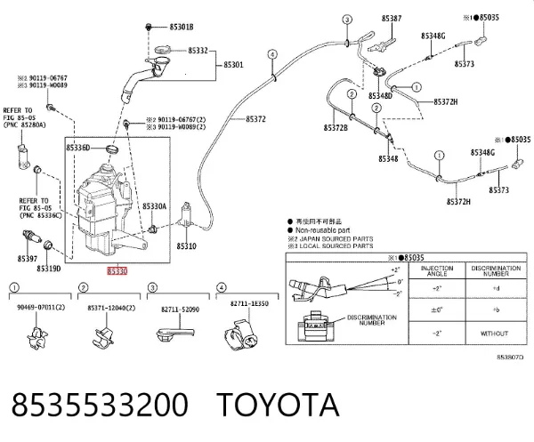 Бачок омивача 8535533200 Toyota