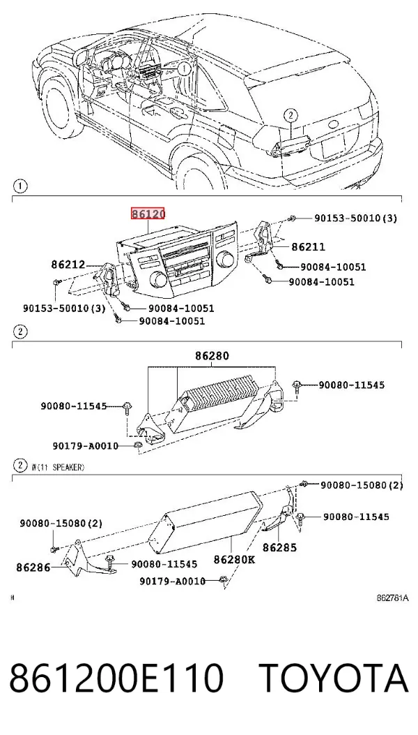 Магнітола 861200E110 Toyota