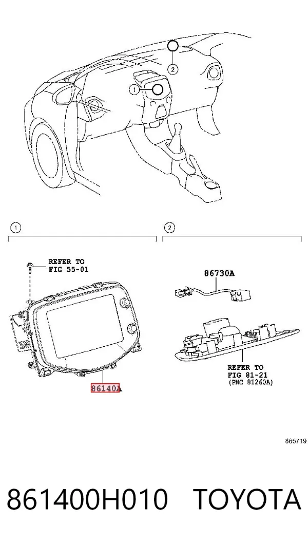 Дисплей багатофункціональний 861400H010 Toyota