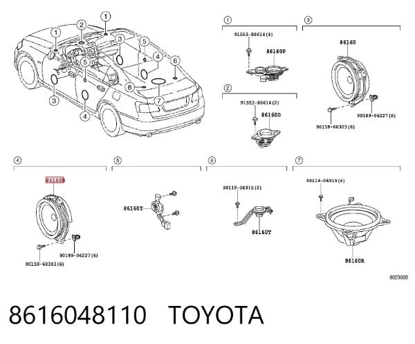 Динамік передньої двері 8616048110 Toyota