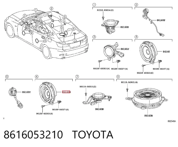 Динамік передньої двері 8616053210 Toyota