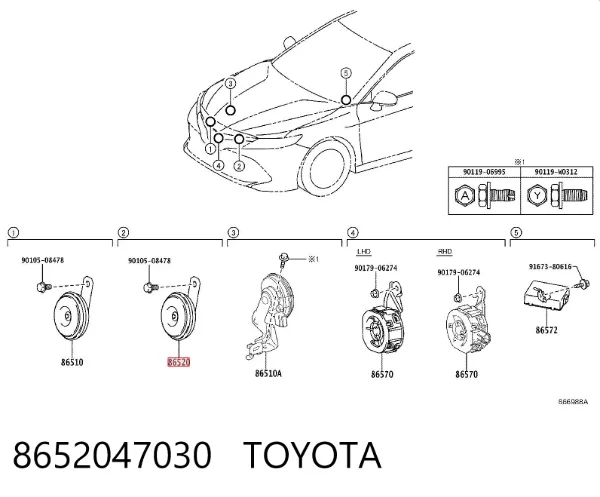 Сигнал звуковий (клаксон) 8652047030 Toyota