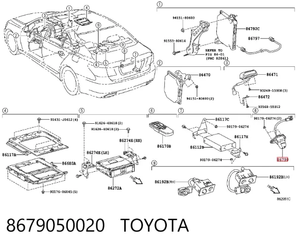 Камера системи забезпечення видимості 8679050020 Toyota