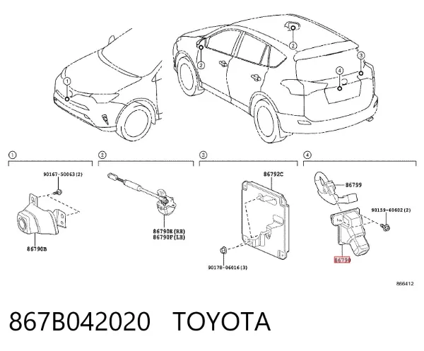 Камера системи забезпечення видимості 867B042020 Toyota