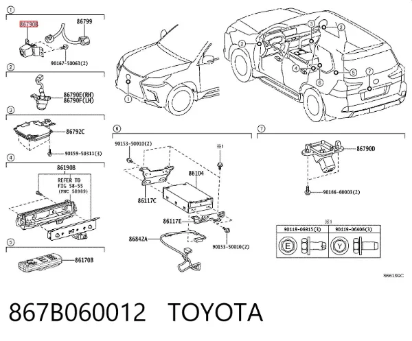 Камера системи забезпечення видимості 867B060012 Toyota