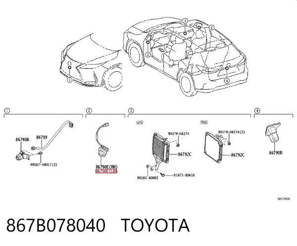 Камера системи забезпечення видимості 867B078040 Toyota