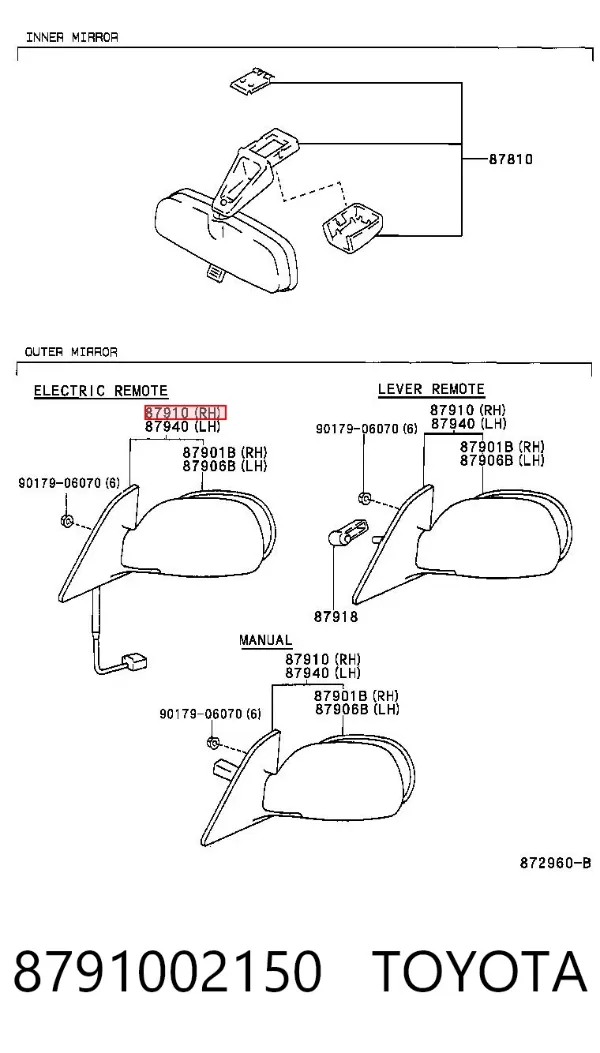 Дзеркало праве 8791002150 Toyota