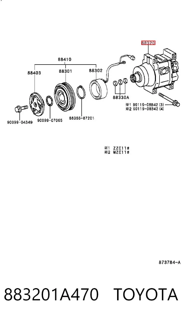 Компресор кондиціонера 883201A470 Toyota