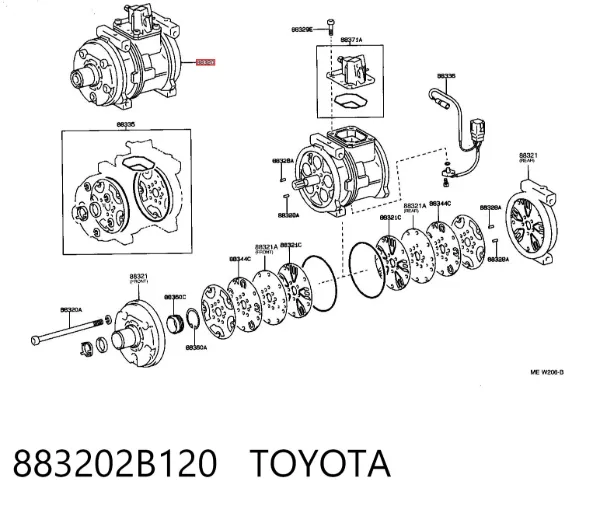 Компресор кондиціонера 883202B120 Toyota