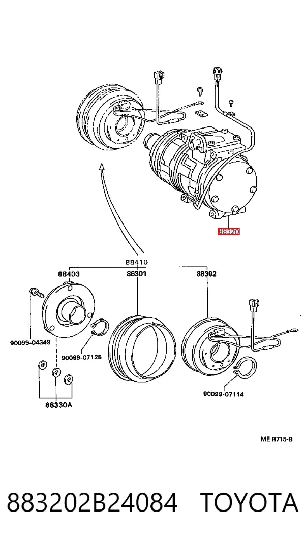 Компресор кондиціонера 883202B24084 Toyota