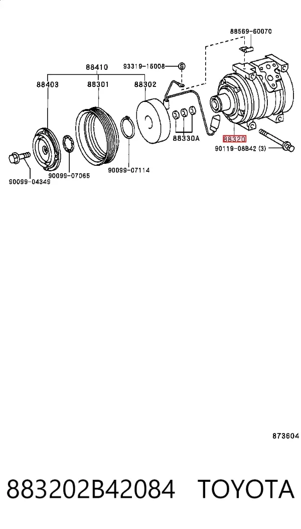 Компресор кондиціонера 883202B42084 Toyota