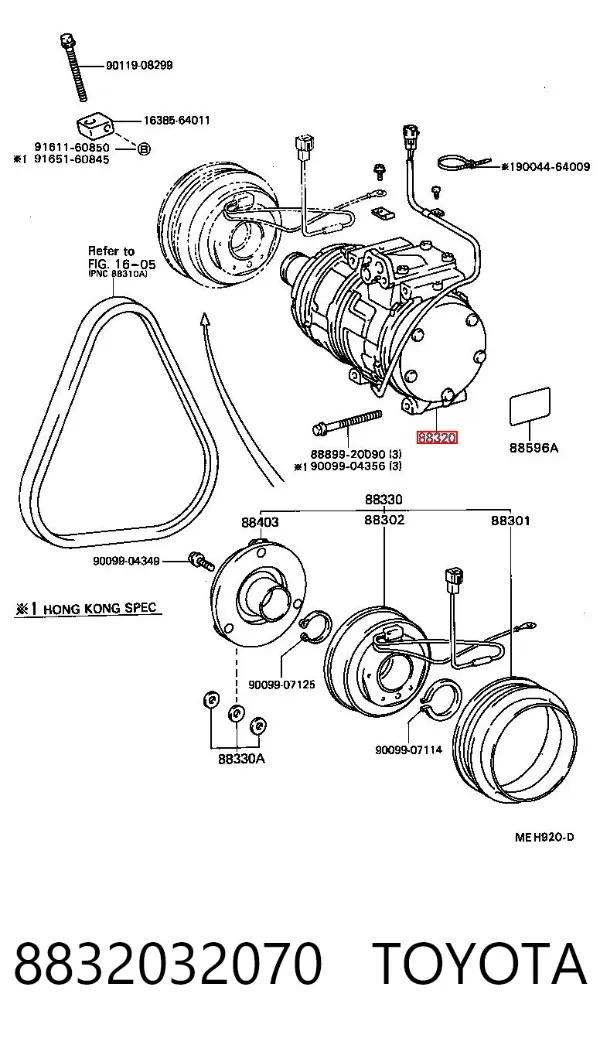 Компресор кондиціонера 8832032070 Toyota