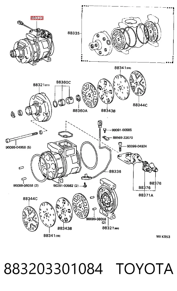 Компресор кондиціонера 883203301084 Toyota