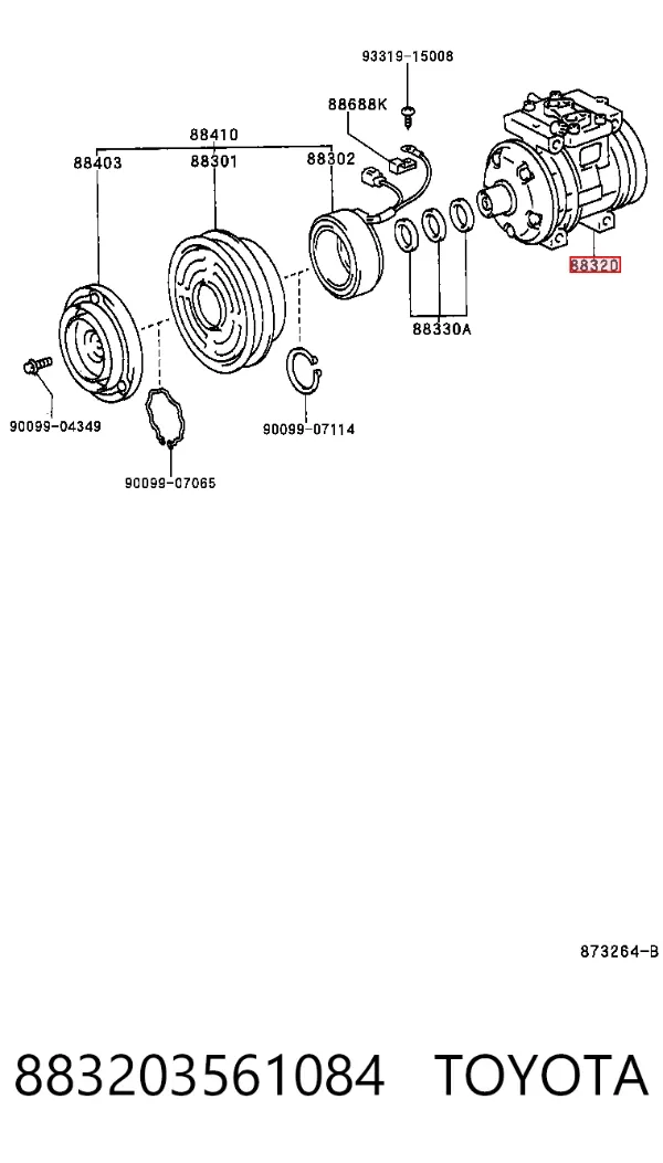Компресор кондиціонера 883203561084 Toyota