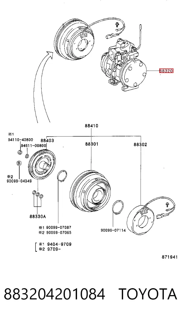 Компресор кондиціонера 883204201084 Toyota