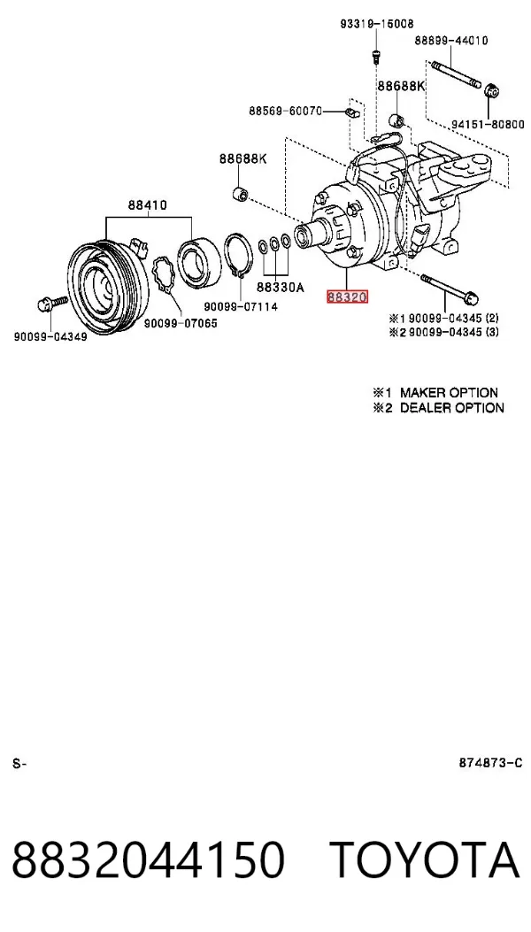 Компресор кондиціонера 8832044150 Toyota