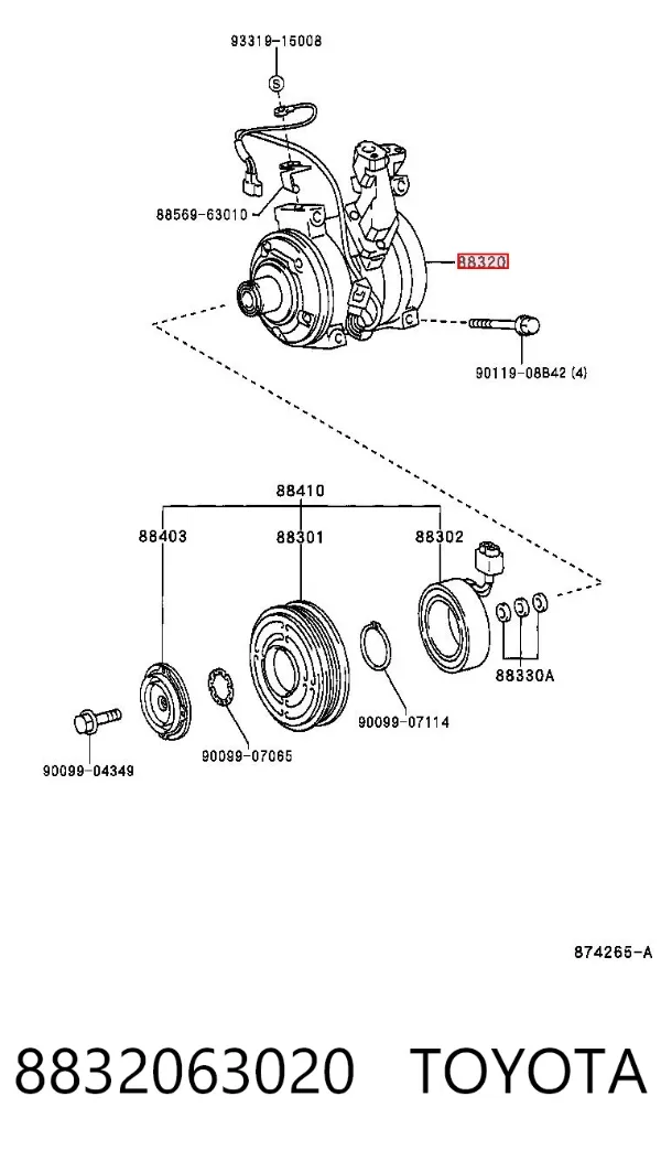 Компресор кондиціонера 8832063020 Toyota