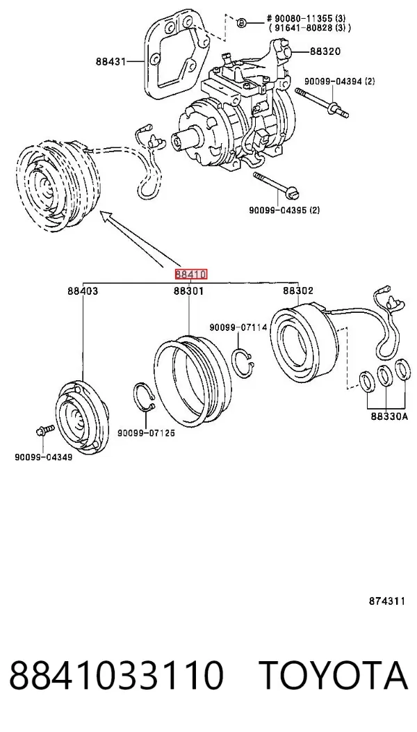 Муфта компресора кондиціонера 8841033110 Toyota