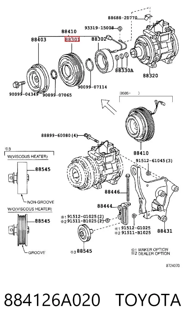 Муфта компресора кондиціонера 884126A020 Toyota