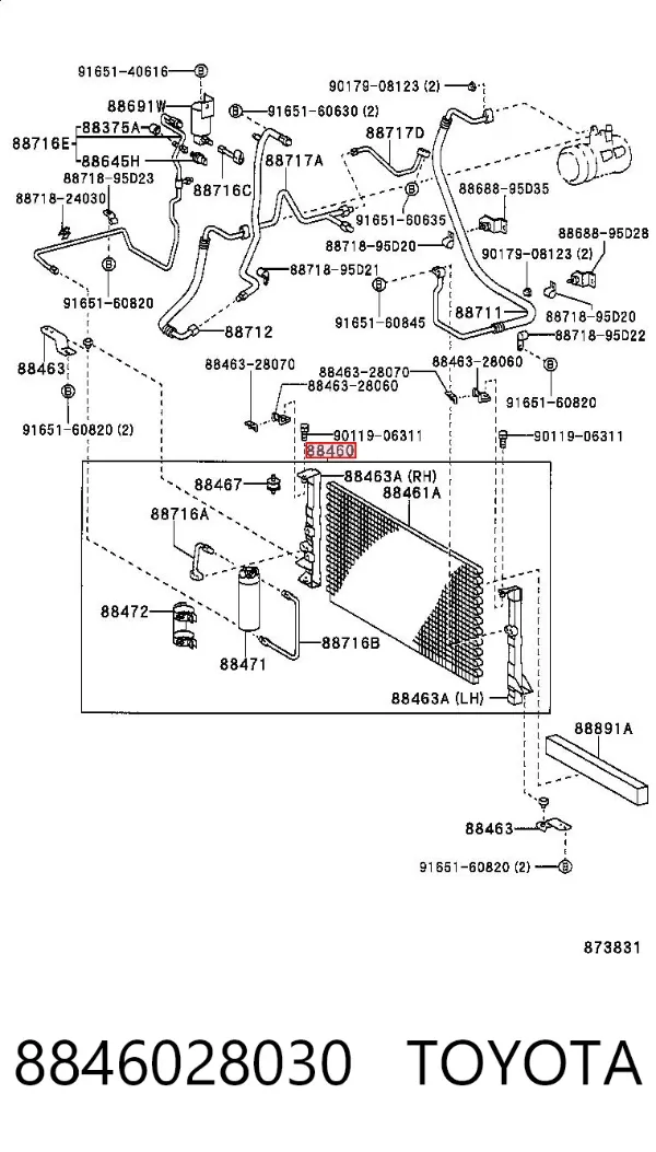 Радіатор кондиціонера 8846028030 Toyota
