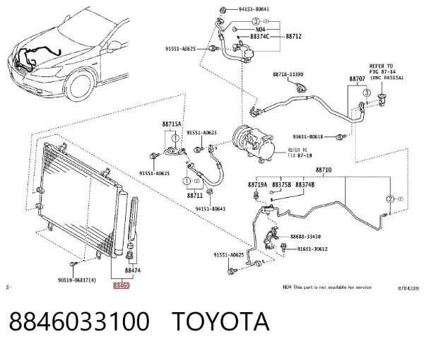 Радіатор кондиціонера 8846033100 Toyota