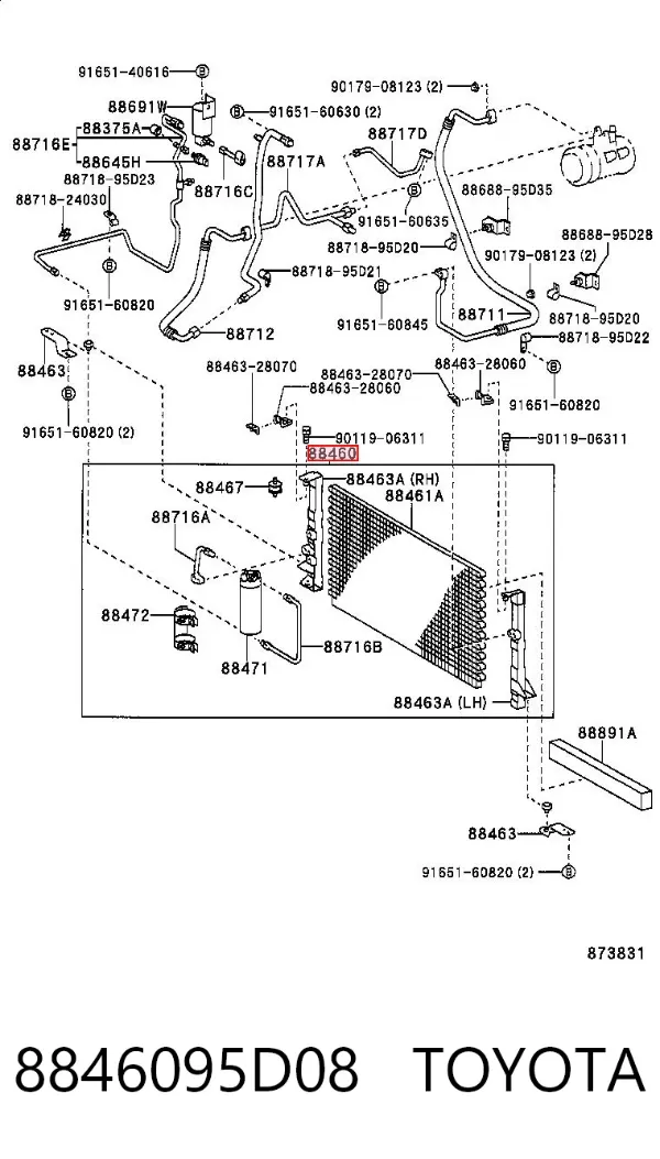 Радіатор кондиціонера 8846095D08 Toyota