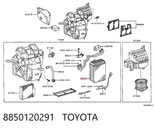 Випаровувач кондиціонера 8850120291 Toyota